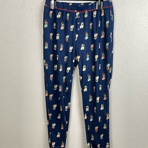 Used Jenni Intimates Womens Blue Reindeer Pug Christmas Pajamas Size M - Picture 10 of 13